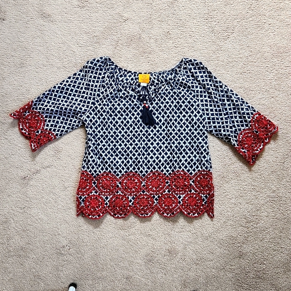 Ruby Rd peasant blouse. 3/4 sleeve. Petite small.